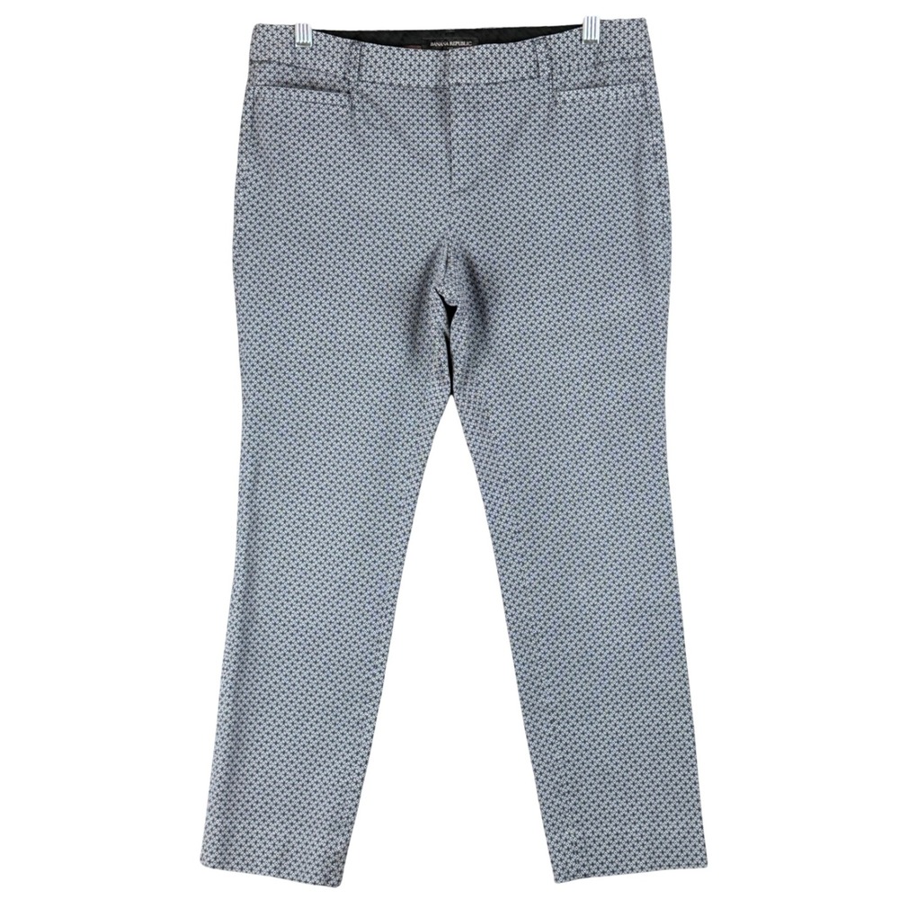 Banana Republic Womens 8 Blue Sloan Fit Geometric Diamond Print Ankle Pants